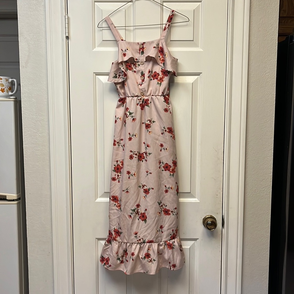 3 Hip Pink Floral Dress 12 EUC